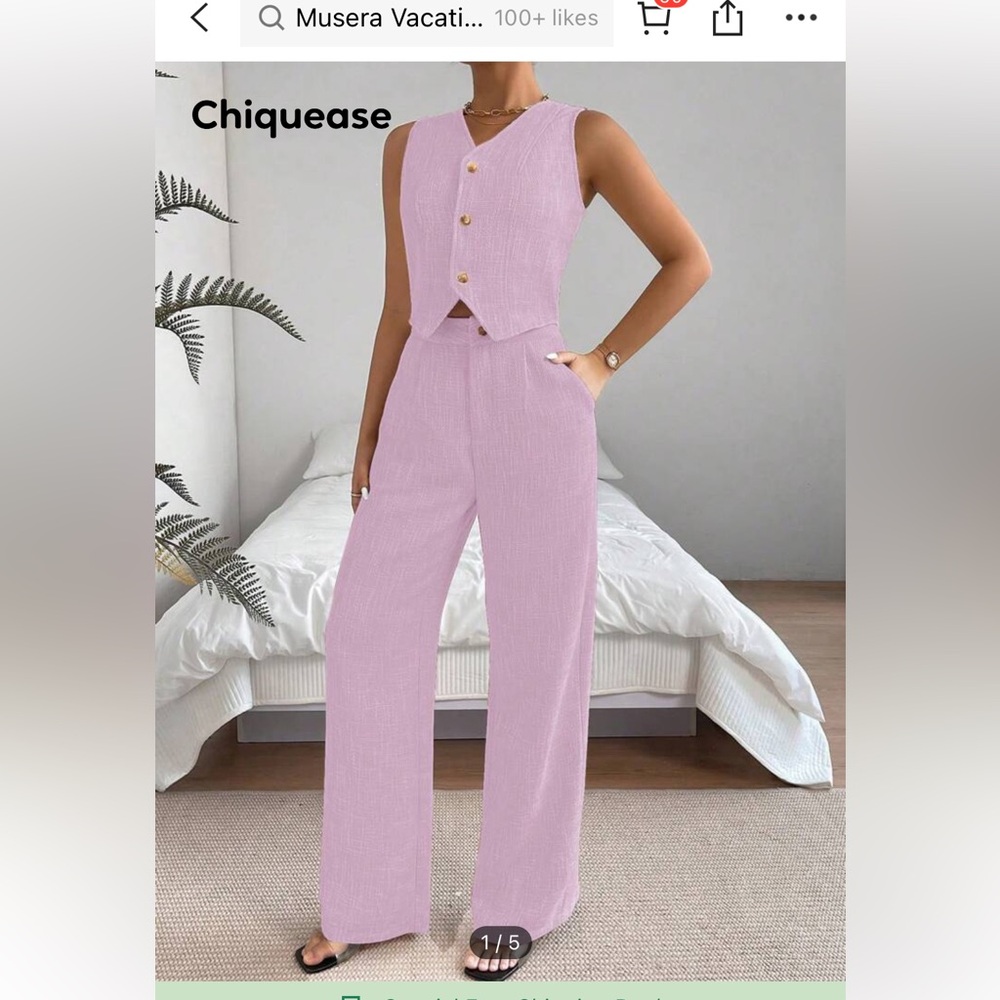 Shein Vest and wide leg pants
